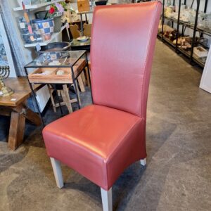 Set van 6 leren eetkamerstoelen
